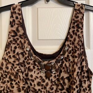 Jessica Howard Cheetah Print Midi Tiered Sleeveless Dress